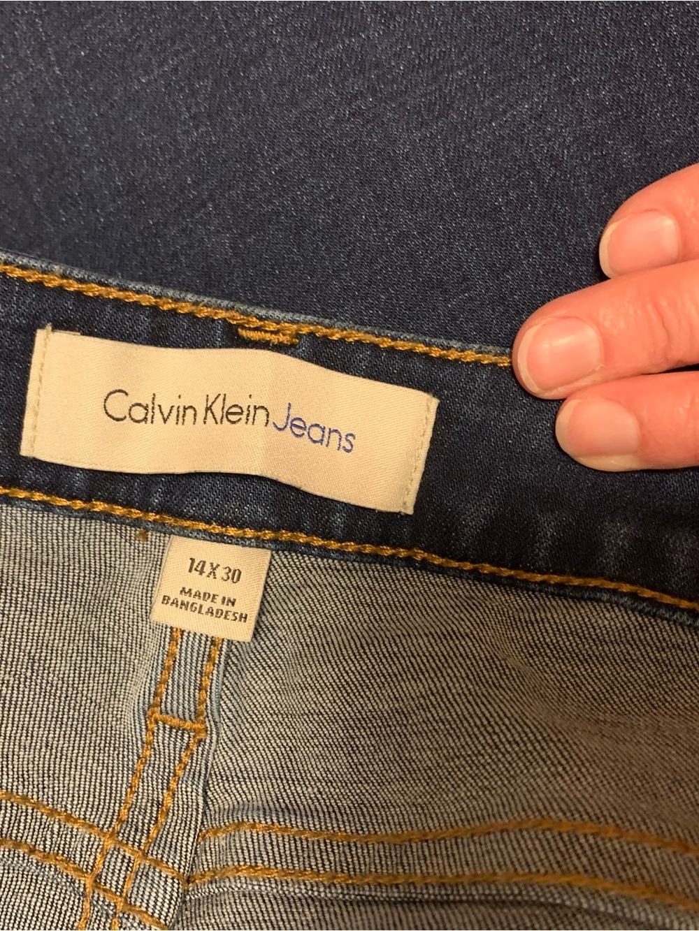 Calvin Klein women’s Dark Navy Denim Jeans with Contrast Signature Stitching
